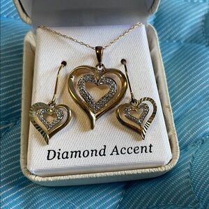 Heart Pendant 18” necklace with matching Heart Earrings